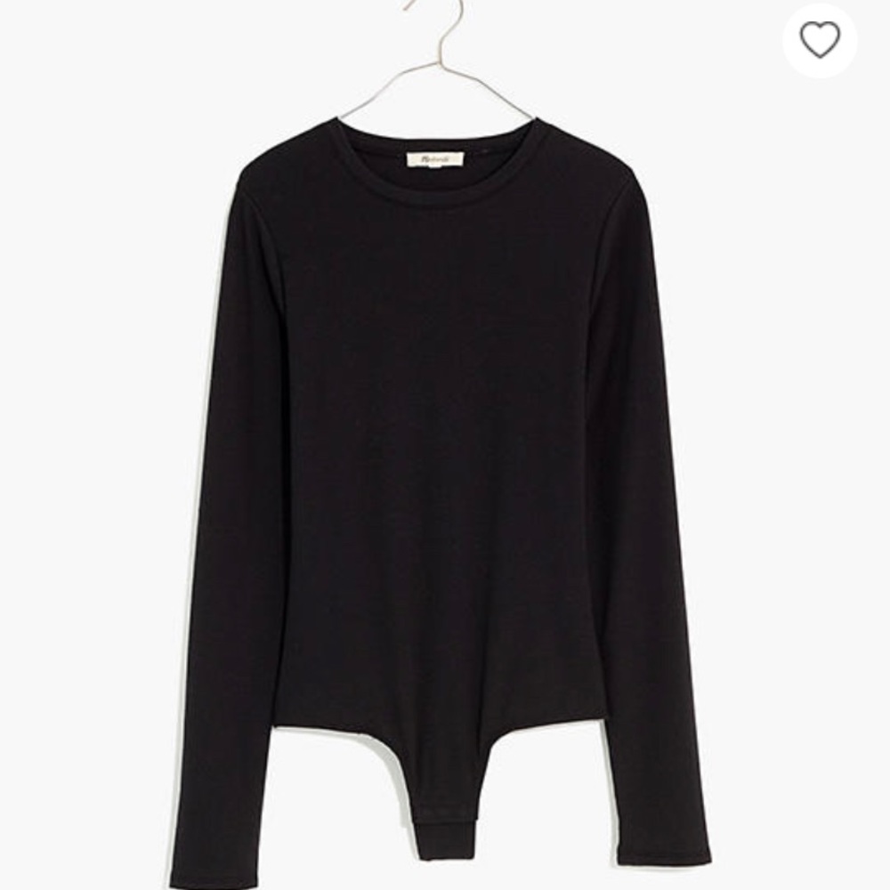 NWT Madewell Ribbed Crewneck Full-Coverage Bodysuit. Size medium. Color black.